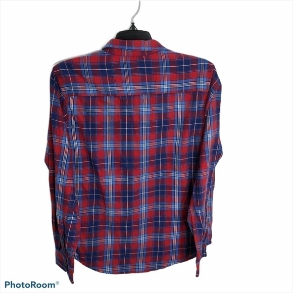 Wrangler Boys Plaid Button Down Shirt XL Red Blue Kids Collared Country Western - Picture 4 of 4
